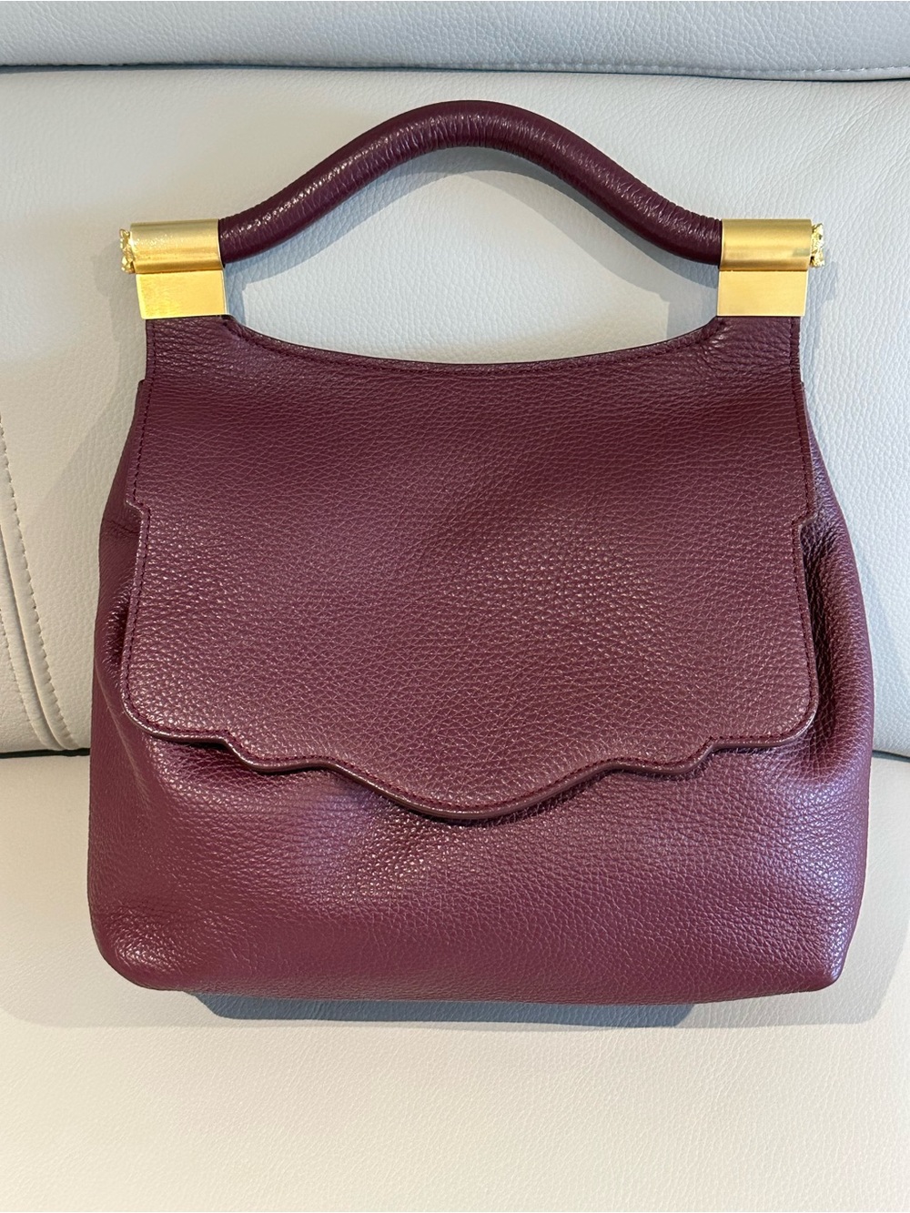 Thale Blanc Aubrey Backpack Burgundy Pebbled Calf Leather and Gold Hardware